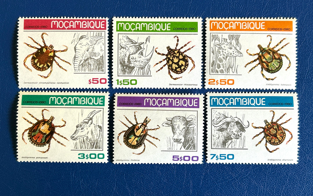 Mozambique - 1980 - Ticks & Hosts (fauna) -  MNH**