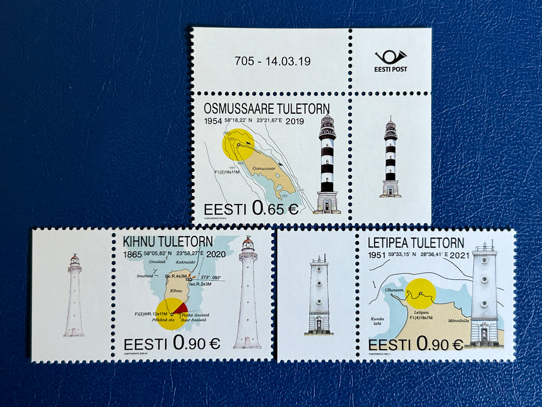 Estonia Sc 890, 938, 941 Lighthouses 2019-2021 MNH**