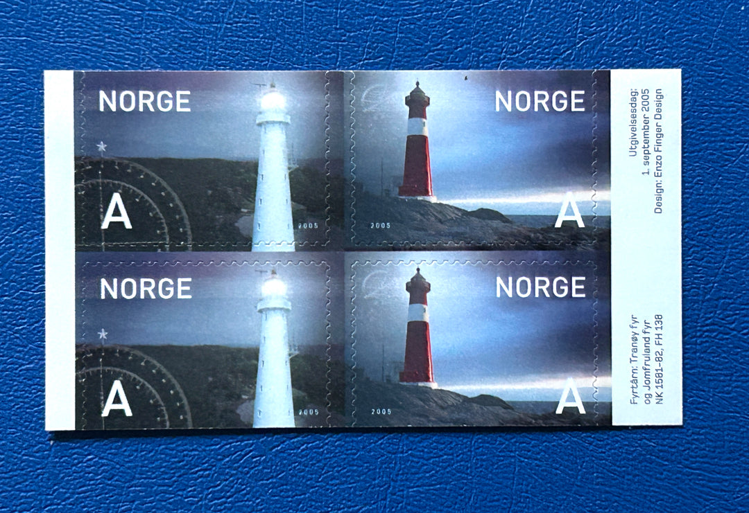 Norway 1443a Lighthouses MNH** booklet pane 2005