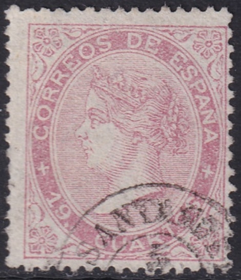 Spain 1867 Sc 91 used Santander date cancel