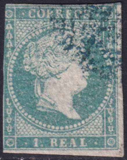 Spain 1856 Sc 42 used blue grid (parrilla) cancel