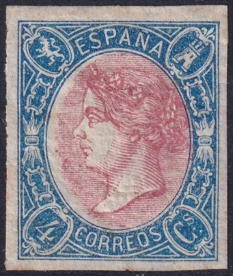 Spain 1865 Sc 75 var colour essay MH* disturbed gum