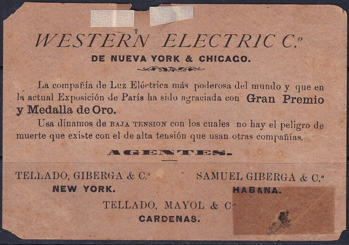 Spanish Antilles 1888 Sc Ed entero 21 postal stationery MNG(*) faulty, private printing on back