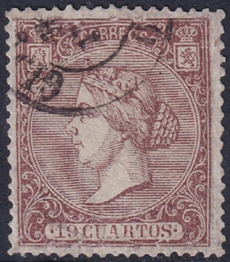 Spain 1866 Sc 84 used repaired margins date cancel