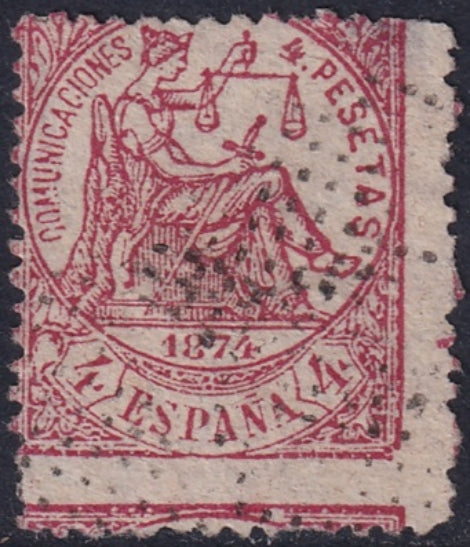 Spain 1874 Sc 209a used major perf shift damaged corner