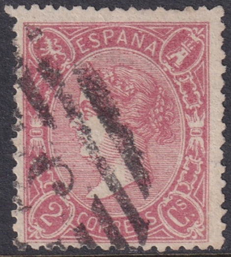 Spain 1865 Sc 74 used "3" parrilla con número cancel signed Monge