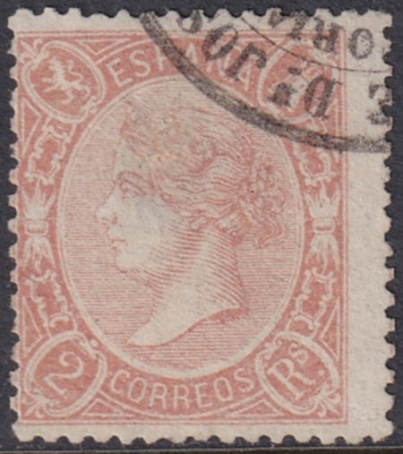 Spain 1865 Sc 80a used light oval cancel