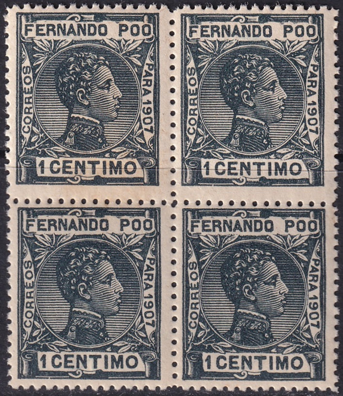 Fernando Po 1907 Sc 152 block MNH** streaky gum