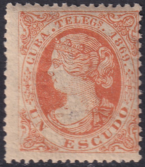 Cuba 1869 telegrafo Ed 6 telegraph MLH* toned gum