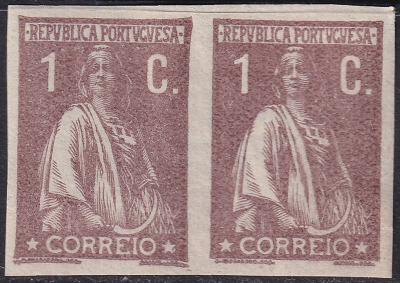 Portugal 1917 Sc 230 imperf proof pair MH* heavy hinging