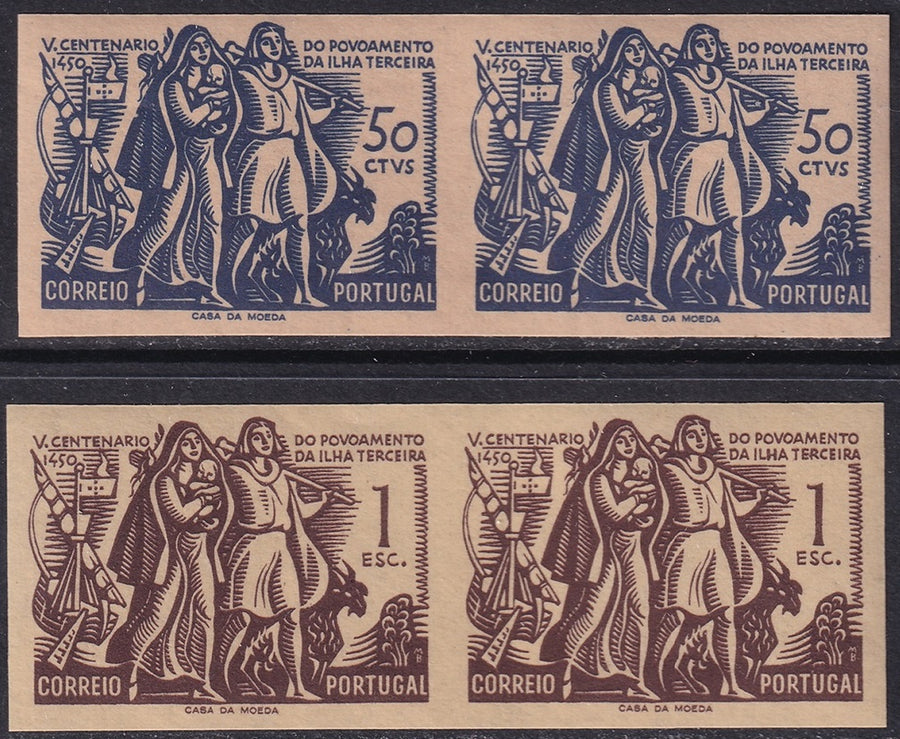 Portugal 1951 Sc 735-6 imperf proof pair set MNH**