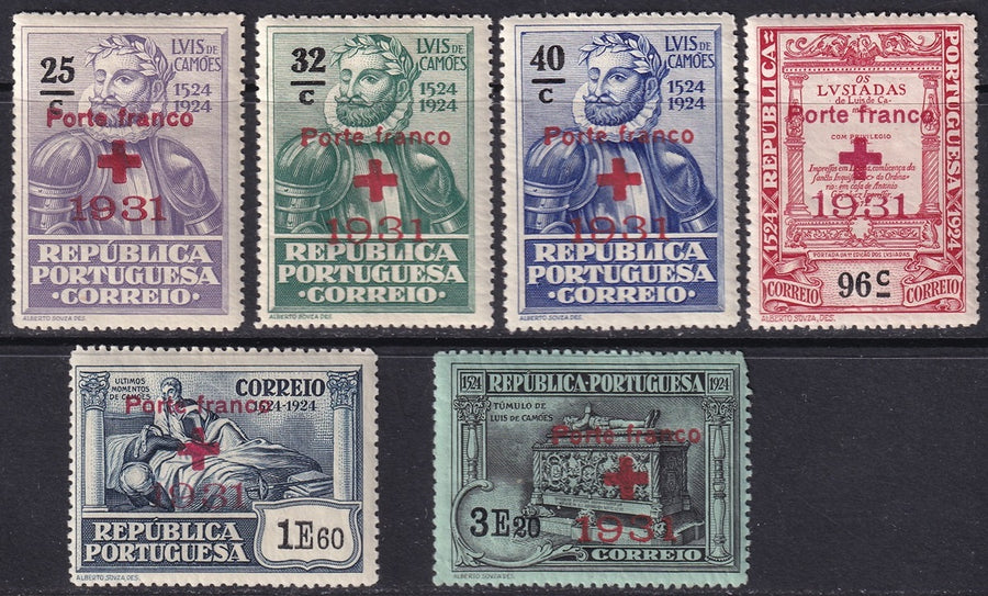 Portugal 1931 Sc 1S30-5 red cross franchise set MH*/MNH**