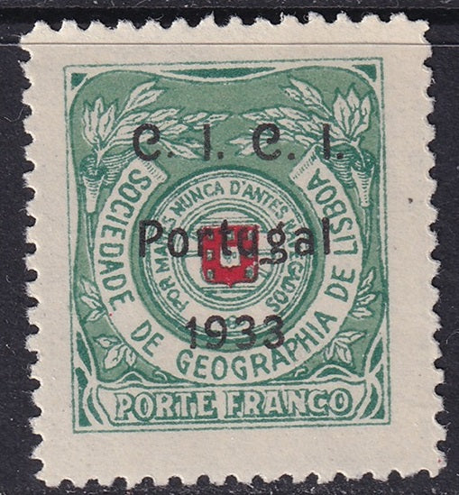 Portugal 1933 Sc 3S12 var geographical society franchise CICI overprint MNH**