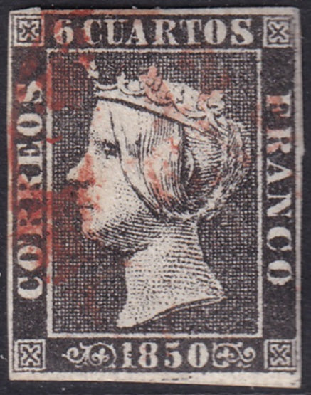 Spain 1850 Sc 1b used date (baeza) cancel type I position 5