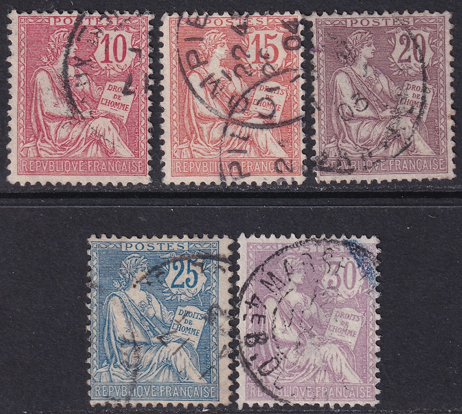 France 1902 Sc 133-7 set used