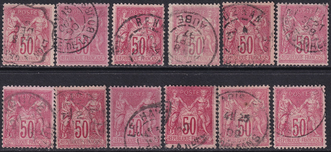 France 1890 Sc 101 selection of 12 used