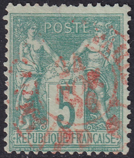 France 1876 Sc 67 used red date cancel 2 small top thins