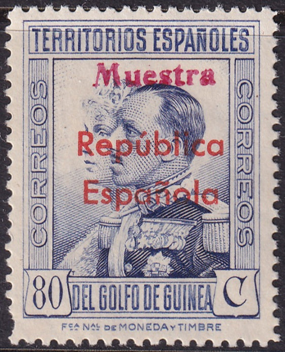 Spanish Guinea 1932 Sc 258 MNH** specimen (muestra) missing perf at bottom left