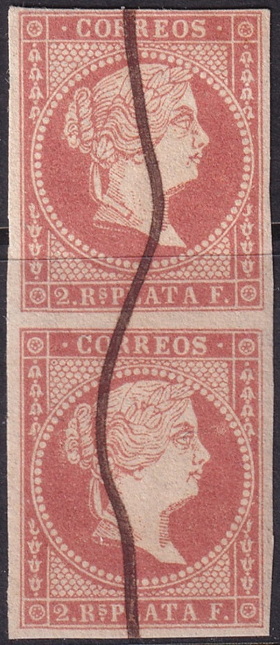 Cuba 1857 Sc 14 pair used pen cancel