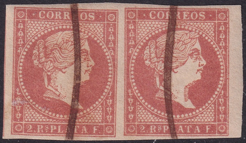 Cuba 1857 Sc 14 pair used pen cancel