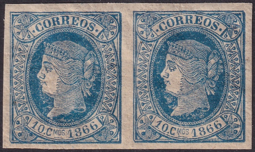 Cuba 1866 Sc 24 pair MNH** crazed/toned gum