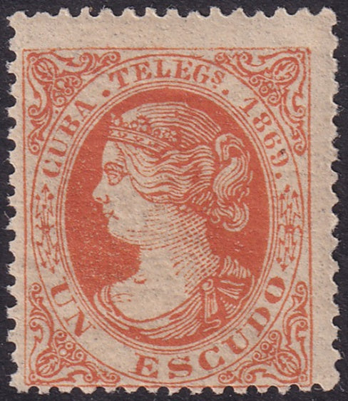 Cuba 1869 telégrafo Ed 6 telegraph MLH* some crazed gum