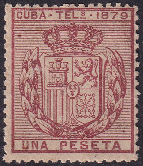 Cuba 1879 telégrafo Ed 46 telegraph MH* toned/disturbed gum