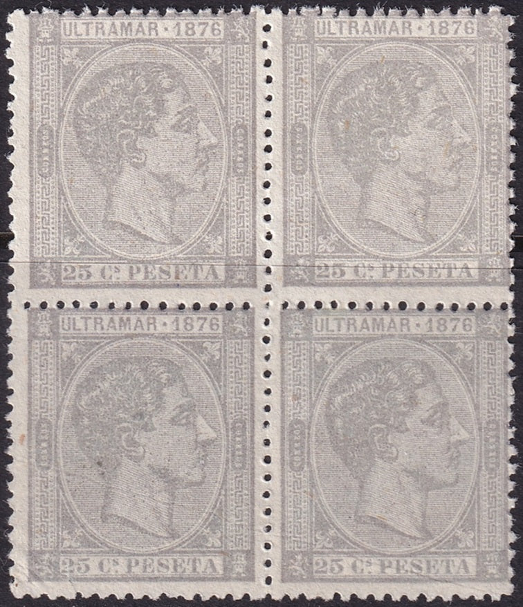 Cuba 1876 Sc 68 block MNG(*) large diagonal creases