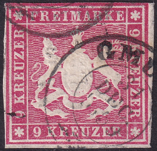 Wurttemberg 1859 Sc 17 used Gmuend cancel
