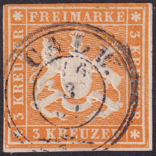 Wurttemberg 1859 Sc 15 used Calw cancel