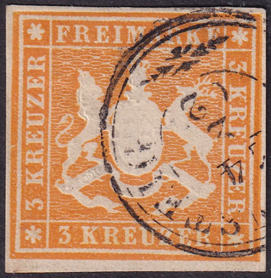 Wurttemberg 1859 Sc 15 used [..]steig cancel