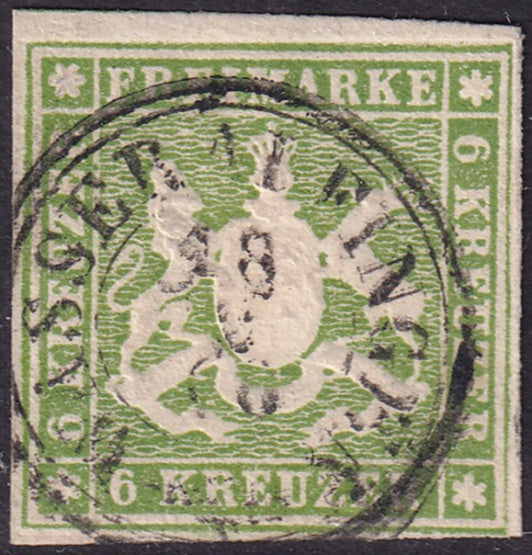 Wurttemberg 1859 Sc 16 used Wasseralfingen cancel