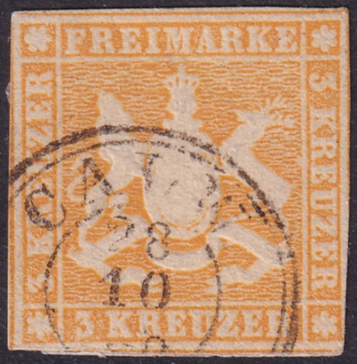 Wurttemberg 1857 Sc 9 used Calw cancel