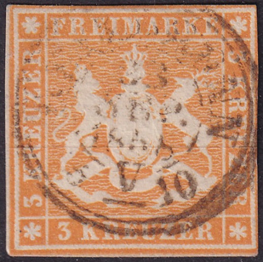 Wurttemberg 1857 Sc 9 used Heilbronn cancel