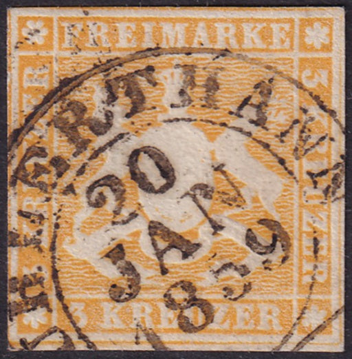 Wurttemberg 1857 Sc 9 used Buhlerthann cancel