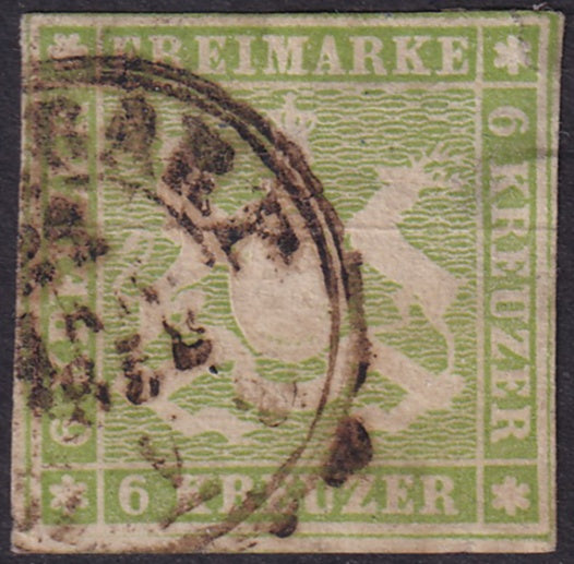 Wurttemberg 1857 Sc 10 used multiple thins