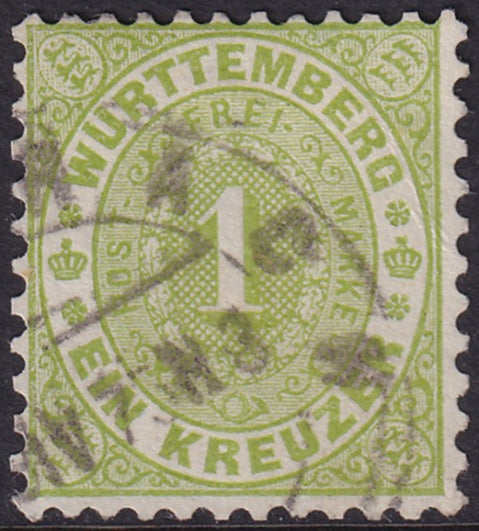 Wurttemberg 1874 Sc 54 used tiny thin at top