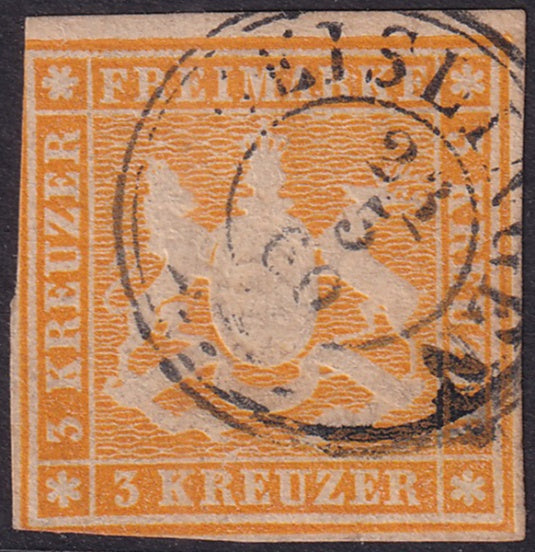 Wurttemberg 1859 Sc 15 used [..]eislingen cancel thin at centre