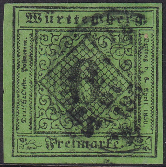 Wurttemberg 1851 Sc 4 used