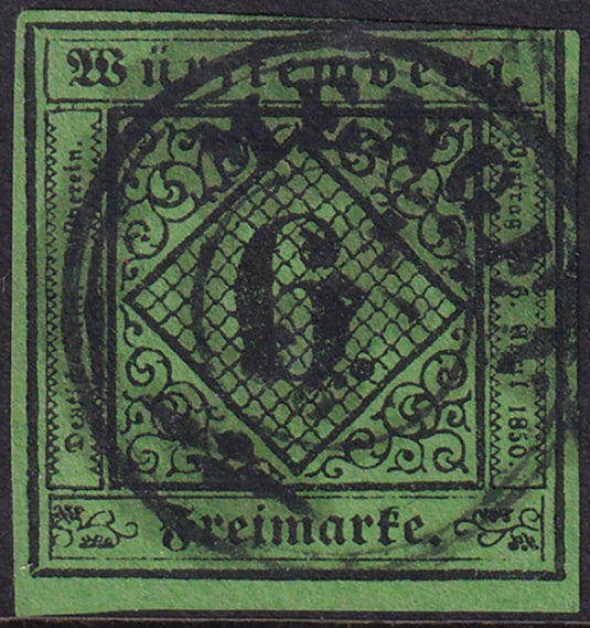 Wurttemberg 1851 Sc 4a used Mengen cancel