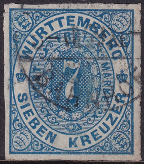 Wurttemberg 1869 Sc 50 used [..] Banhnof cancel