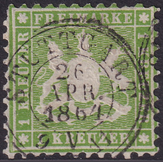 Wurttemberg 1863 Sc 34 used Stuttgart cancel