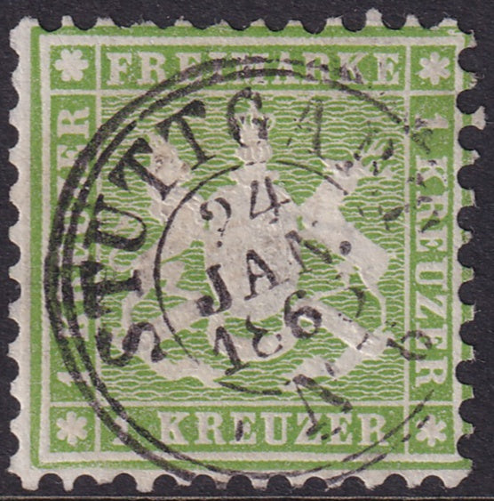 Wurttemberg 1863 Sc 34 used Stuttgart cancel small centre thin