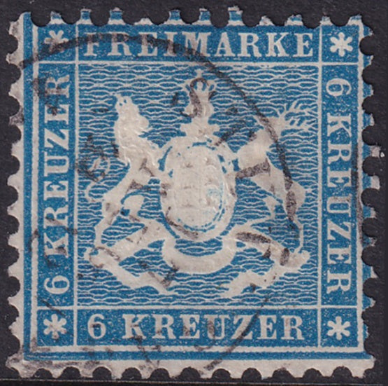 Wurttemberg 1863 Sc 37 used Stuttgart cancel tiny thin