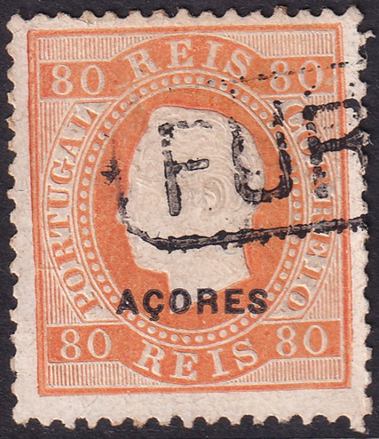 Azores 1882 Sc 53b used heavy hinging, hinge thin