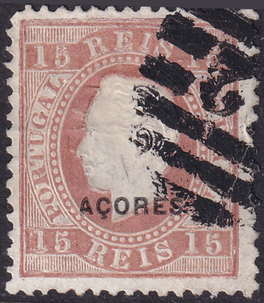 Azores 1882 Sc 47d used "42" (Angra) cancel large corner fold