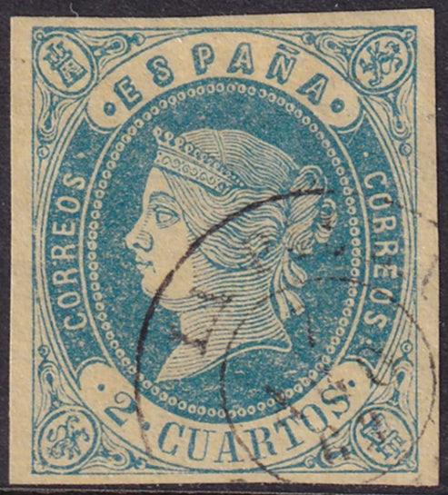 Spain 1862 Sc 55 used La Palma (Canarias) date cancel