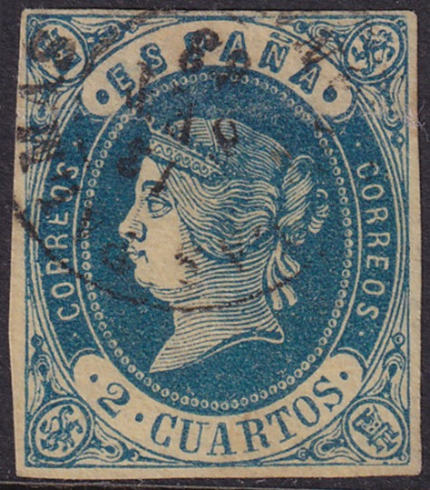 Spain 1862 Sc 55 used La Palmas (Canarias) date cancel