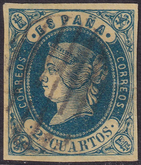 Spain 1862 Sc 55 used grill (parrilla) cancel