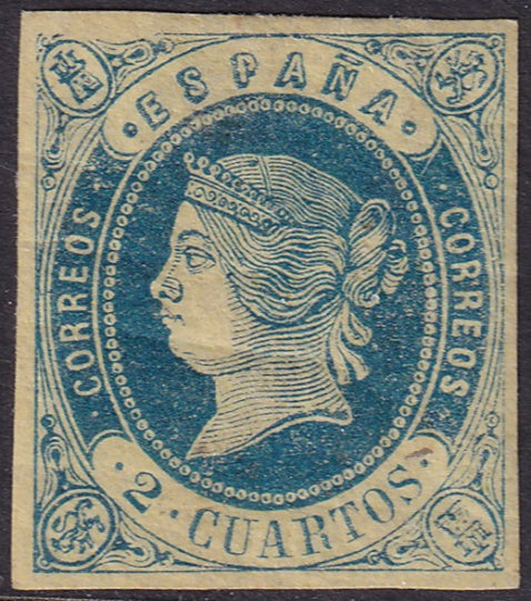 Spain 1862 Sc 55 MH* horizontal creases